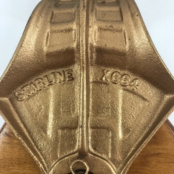 Antique Vintage Starline Cast Iron & Wood Barn Pulley X664 - Picture 4 of 12